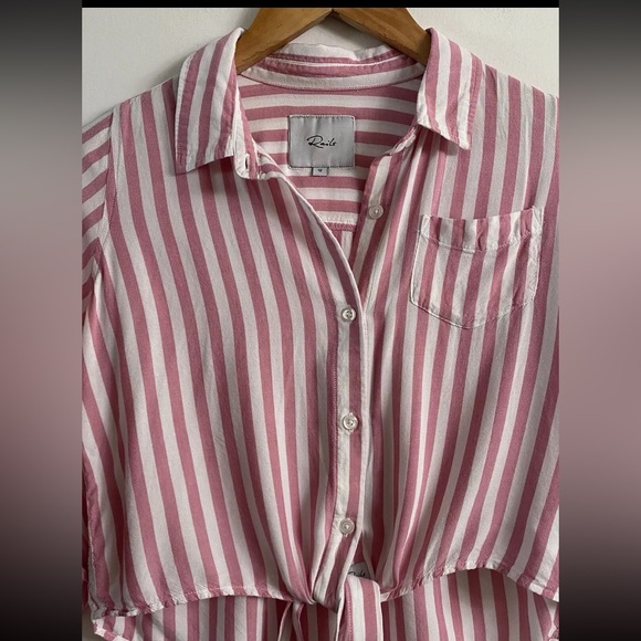 RAILS Valerie Garnet White SHIRT Girls Size 12 Long Sleeve Button Down Tie Top - Picture 2 of 8